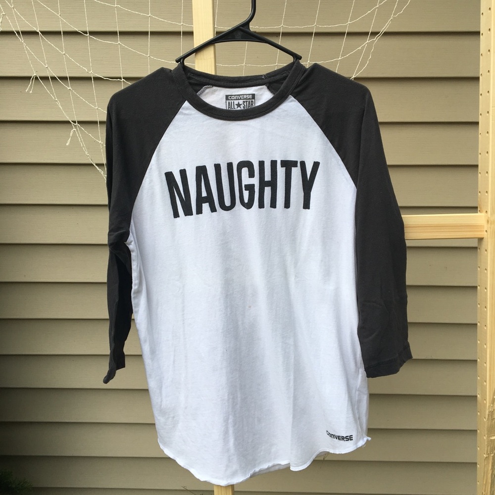 Men’s NAUGHTY converse 3/4 sleeve baseball tee